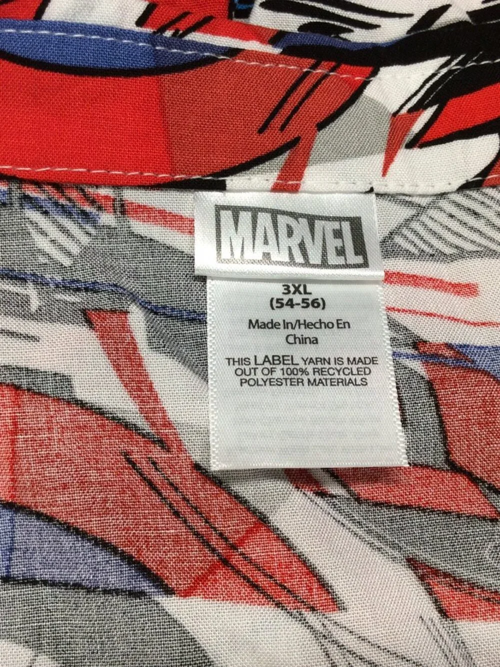 Marvel Captain America Shield Button Up Shirt Men’s 3XL Red Blue Star All Over